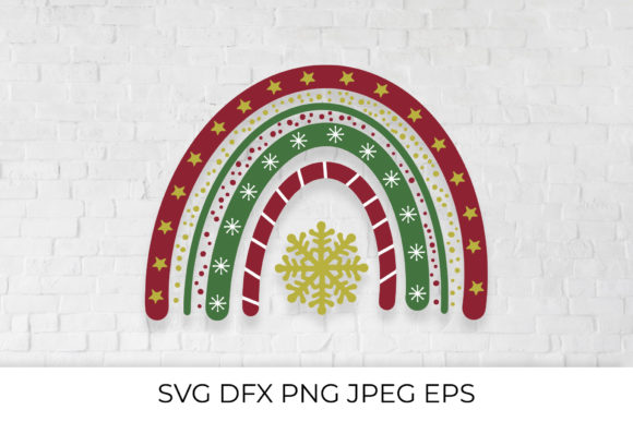 Christmas Boho Rainbow Illustration for Creative Projects
