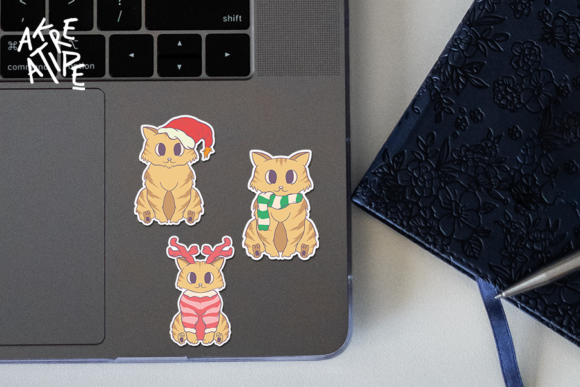 Christmas Cats Printable Stickers Bundle for Cricut and Handmade Projects