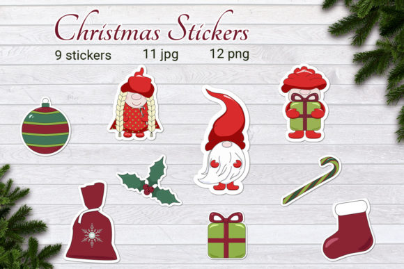 Christmas Clipart Printable Stickers for Branding and Marketing