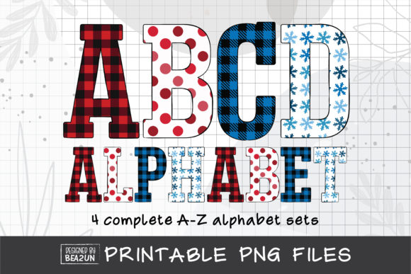 Christmas Doodle Alphabet Sublimation Illustrations for Digital Selling