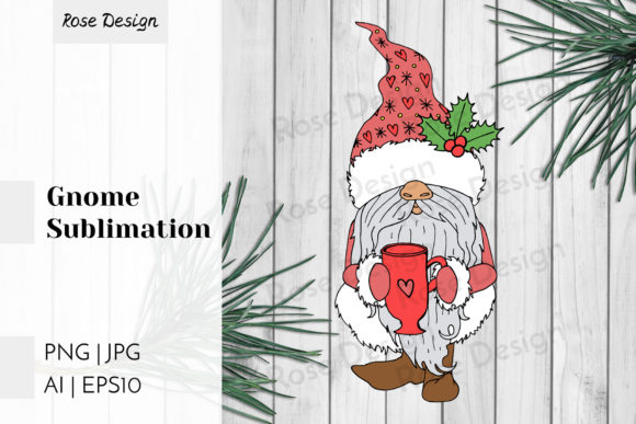Christmas Gnome Tea Cup - Sublimation Illustrations