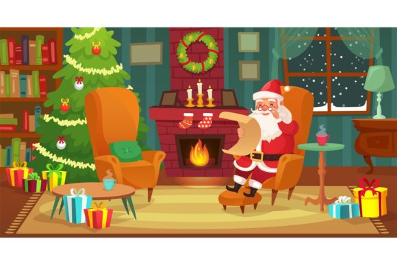 Christmas Interior Illustrations for Festive Web Design