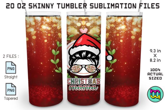 Christmas Mom Life Glitter Mama Tumbler Illustrations