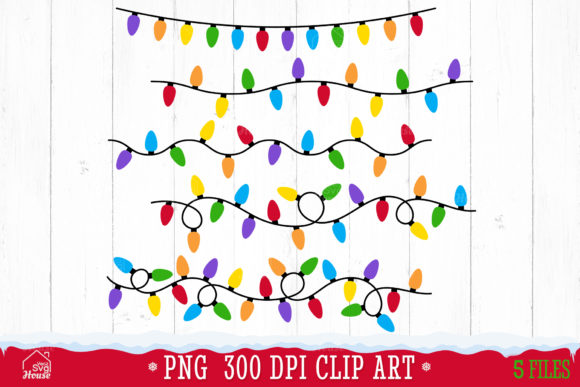 Christmas String Lights Clipart Bundle for Illustrations