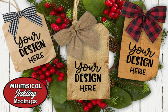 Christmas Tag Trio Mockup for Local Business Branding