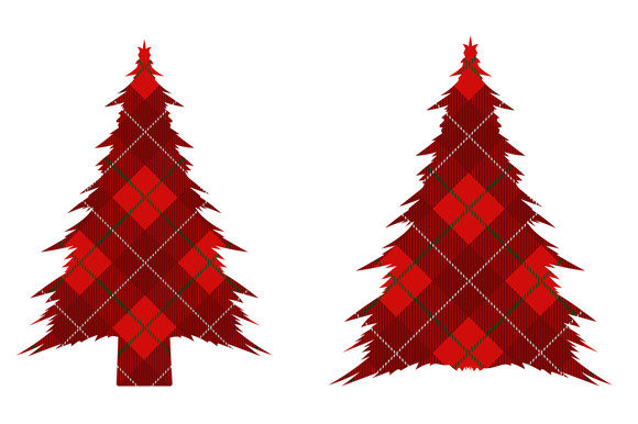 Christmas Tree Buffalo Plaid Bundle PNG for Illustrations