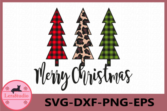 Christmas Tree Leopard Buffalo Plaid Illustration
