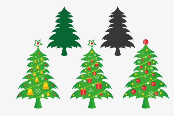 Christmas Trees Icon Set Illustration for Branding