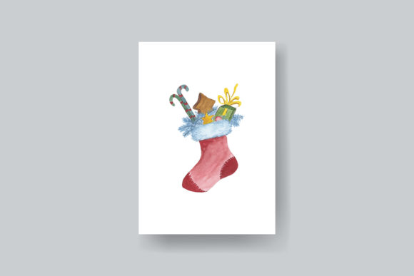Cute Watercolor Christmas Socks Illustrations