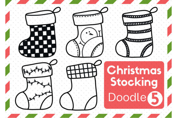 Doodle Christmas Stocking Set10 Illustrations