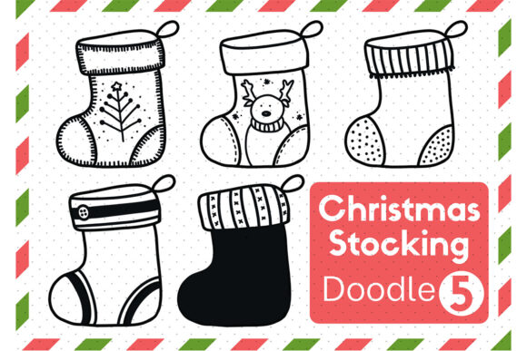 Doodle Christmas Stocking Set12 Illustrations