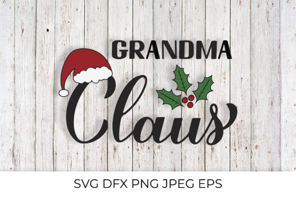 Grandma Claus Calligraphy. Christmas Illustrations