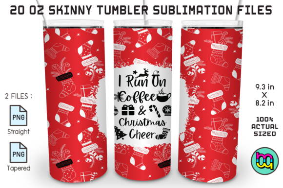 I Run on Coffee Christmas Cheer Tumbler Illustrations