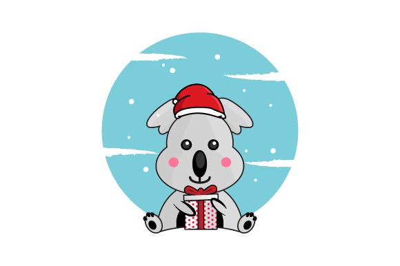 Illustration Koala Wearing Christmas Hat for Branding and Marketing