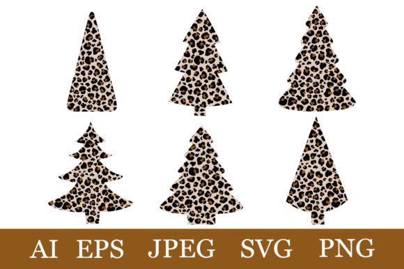 Leopard Christmas Tree SVG PNG Illustrations