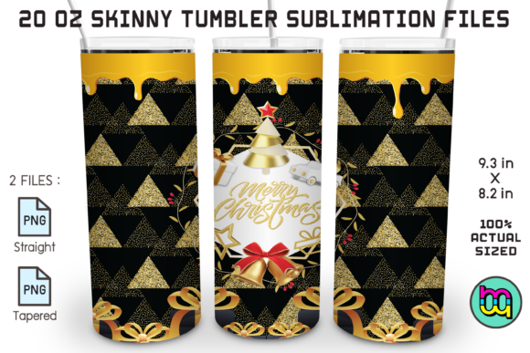 Merry Christmas Golden Glitter Tumbler Illustrations