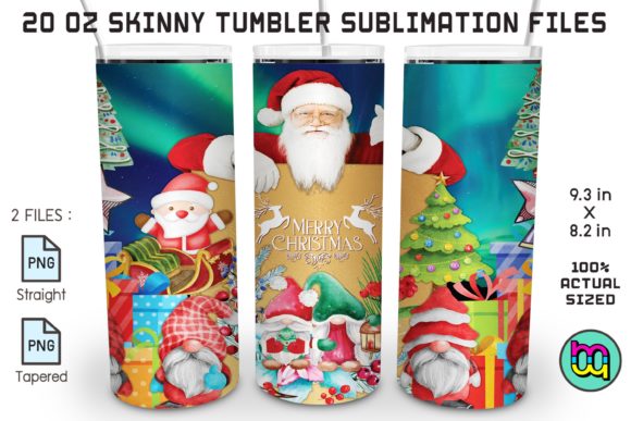 Santa Claus Tumbler 20oz Merry Christmas Illustration