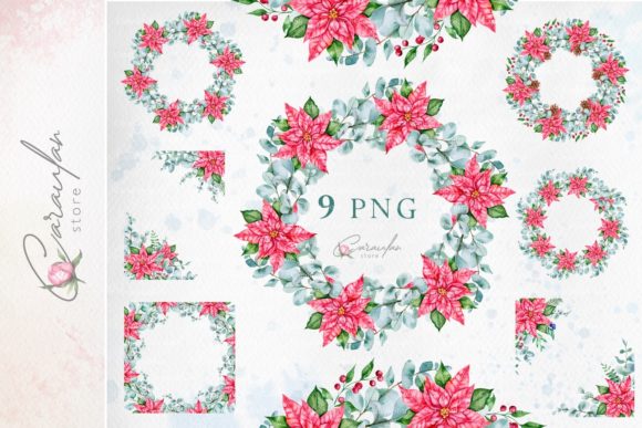 Watercolor Christmas Frames, Wreaths for Blog & Website Design
