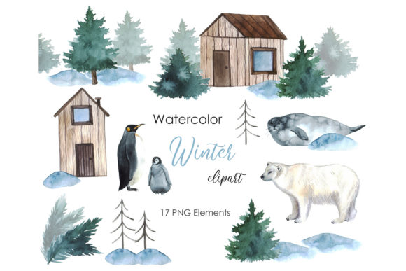 Watercolor Clipart Christmas Winter Png for Festive Illustrations